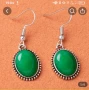 Елегантни Зелени Овални висящи обеци и медальон с висулка, снимка 2
