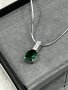 Сребърна висулка цирконий и зелен камък, снимка 1 - Колиета, медальони, синджири - 44209929