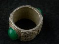 БЕЗ АНАЛОГ ТИБЕТ НЕПАЛ АЗИЯ ПРЪСТЕН  ЗЕЛЕН НЕФРИТ , снимка 3