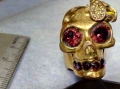 СТАР НЕО ГОТИК СТИЛ ПОЗЛАТЕН МЕДЕН ПРЪСТЕН ИНКРУСТИРАН с КАМЪНИ АМЕТИСТ и ЕМАЙЛ 40404, снимка 4