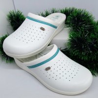 Бели анатомични дамски чехли за работа на крак целодневно, снимка 3 - Чехли - 38796489