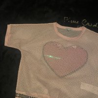 Уникална диско мрежеста блуза със сърце от паети, CASHE , снимка 4 - Тениски - 42651768