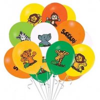 Сафари Зоо джунгла диви животни Обикновен надуваем латекс латексов балон парти хелий или въздух, снимка 1 - Други - 39088909