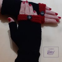 Дамски ръкавици- мерино модел- червено и черно, снимка 1 - Ръкавици - 38761571