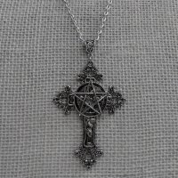 Кръст с пентаграм, снимка 3 - Колиета, медальони, синджири - 41542240