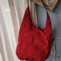 LA REDOUTE  естествен велур червена чанта,тип торба, made in INDIA , снимка 11 - Чанти - 40820737