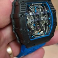 Мъжки луксозен часовник Richard Mille RM 53-01 Blue Rubber Strap Super High Quality , снимка 4 - Мъжки - 41568105