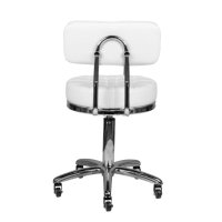 Козметичен стол - табуретка с облегалка AM-877 55/74 см - бяла/черна, снимка 2 - Друго оборудване - 41018630