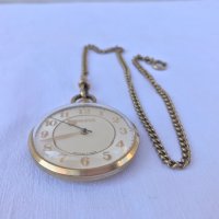 Позлатен джобен часовник Ракета с кюстек. №0784, снимка 3 - Колекции - 34135626