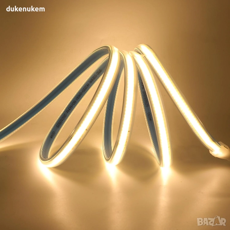 LED лента COB 3 м, 360 LED/м, 220V, IP65 водоустойчива, топла светлина, снимка 1