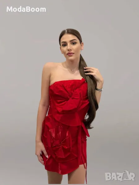 Червена къса дамска  рокля , снимка 1