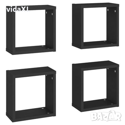 vidaXL Стенни кубични рафтове, 4 бр, черни, 30x15x30 см(SKU:807002, снимка 1