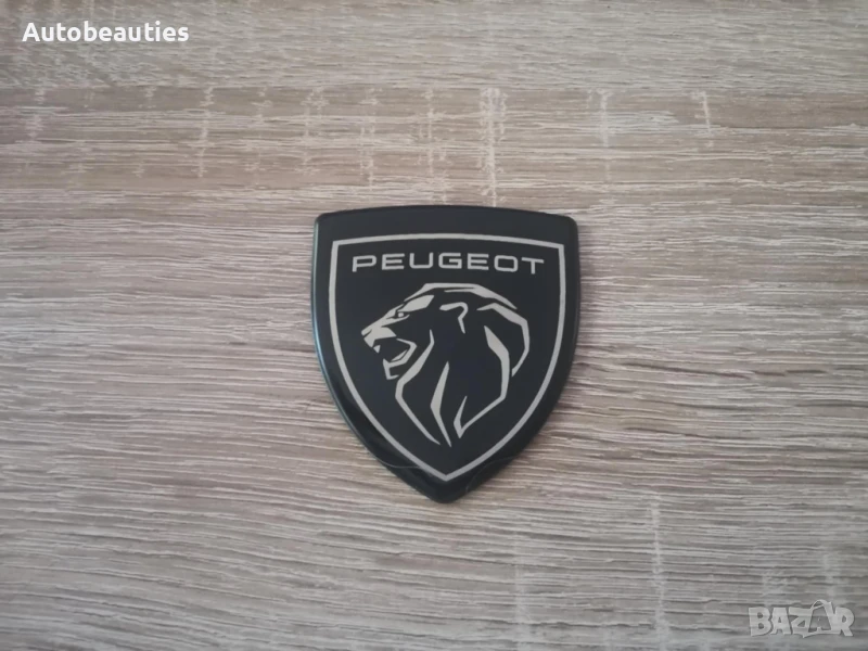 черна метална емблема Peugeot среден размер, снимка 1