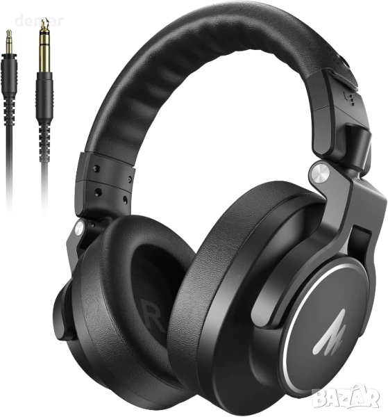 Професионални студийни слушалки MAONO, 50 мм драйвери, кабели 6.35 и 3.5 мм, MH700 черни, снимка 1