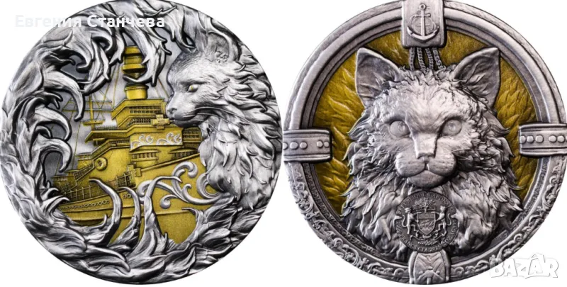 инвестиционна монера сребро сребърна с коте котка, снимка 1