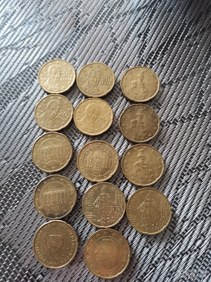 20 евроцента от 7 различни държави , снимка 1