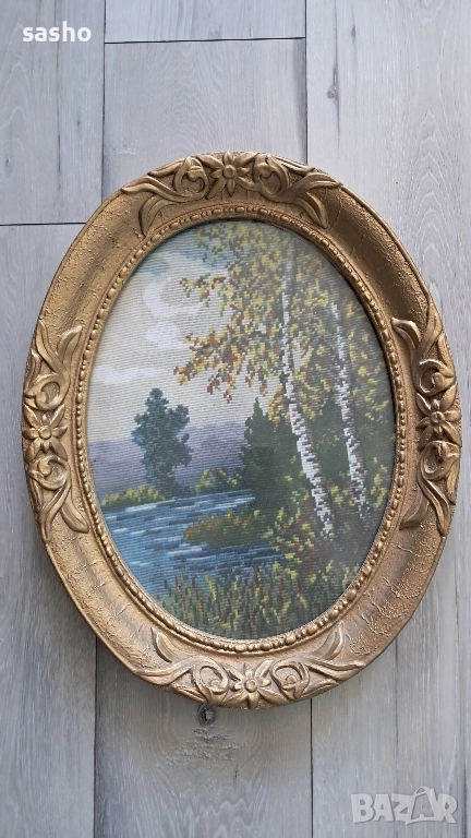 стар гоблен с запазена рамка , снимка 1