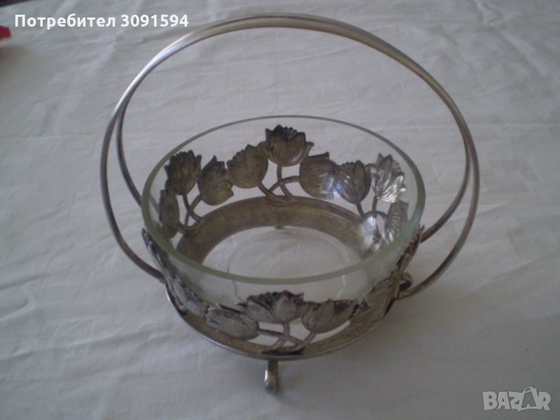 Apt Деко посребрена кошница - фруктиера , снимка 1