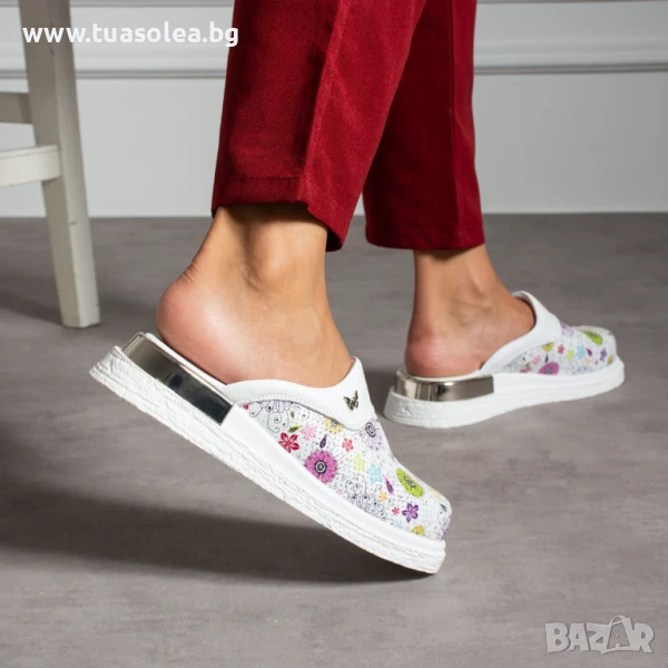 Анатомични чехли от естествена кожа с принт | Марка Tuasolea, снимка 1