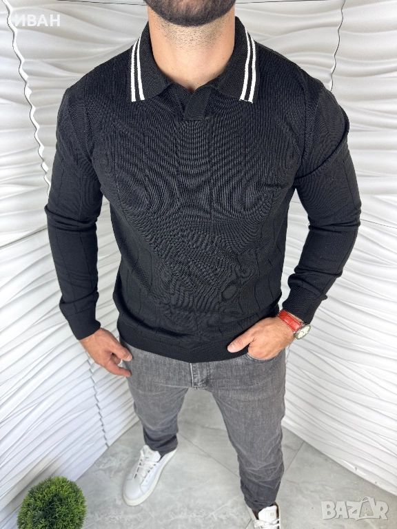 Мъжка спортно елегантна блуза в черен цвят, снимка 1