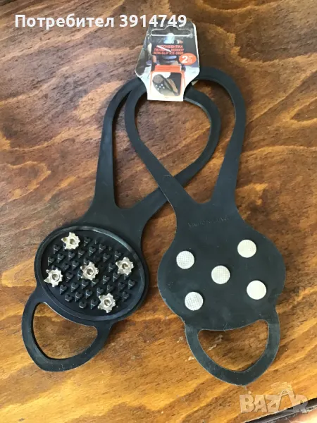 Противохлъзгащи леки подметки, спайкове за сняг, лед; еластично прикачване към обувки ботуши, НОВИ, снимка 1