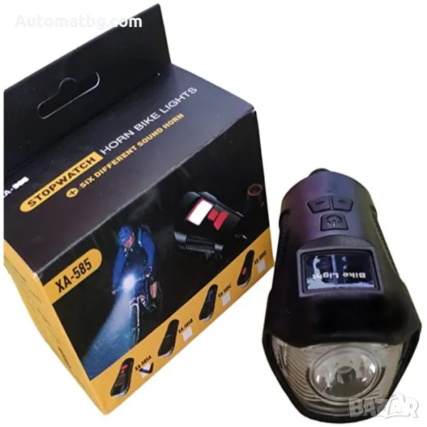 LED фар за велосипед Automat, С дисплей и клаксон, снимка 1