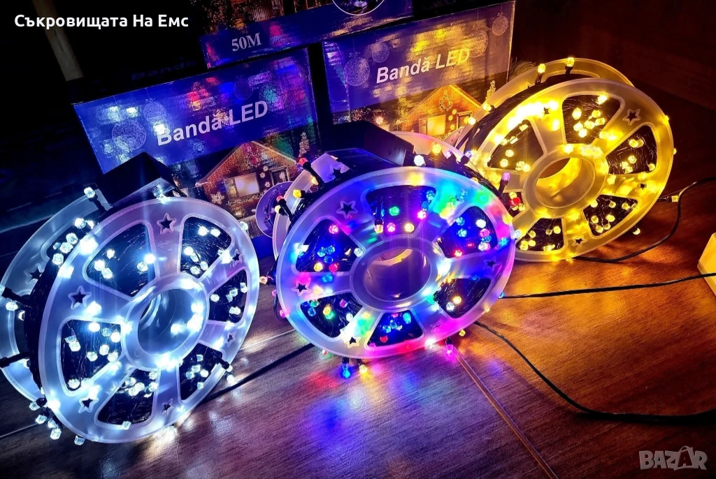 1️⃣0️⃣0️⃣МЕТРА Коледни LED Лампи  Diamond Crystal Диод  🎅58лв.🎅 8режима На Светене  Подходящи за В, снимка 1