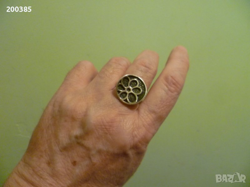 Марков сребърен пръстен с цвете, снимка 1
