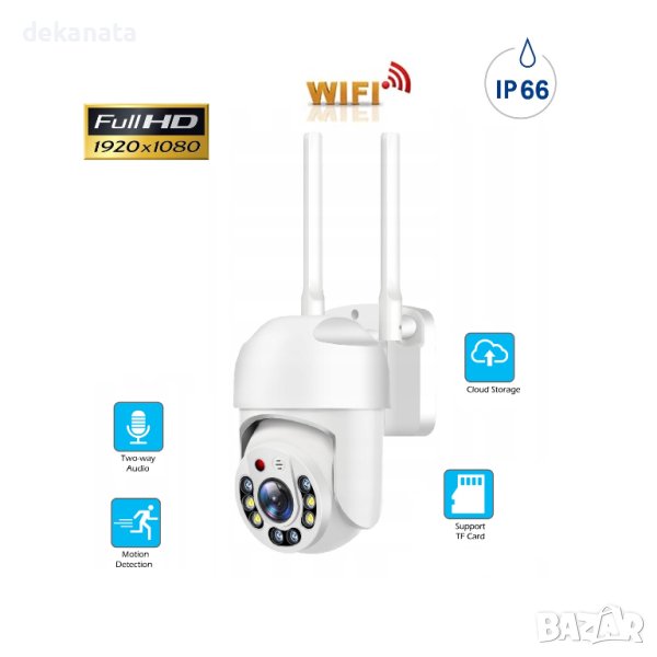 1080P 5MP Lens външна IP WiFi PTZ с нощно виждане управляема въртяща камера, снимка 1