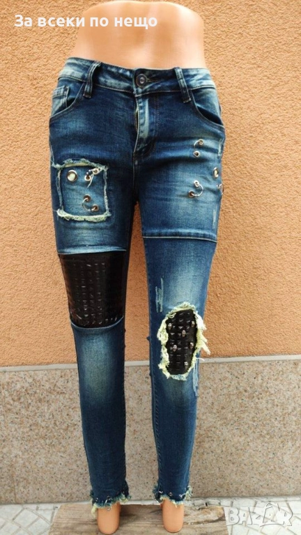 Дамски Сини Накъсани Пънк Дънки Код SV-59, снимка 1