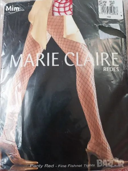  Резервирани MARIE CLAIRE Червен чорапогащник мрежа , снимка 1