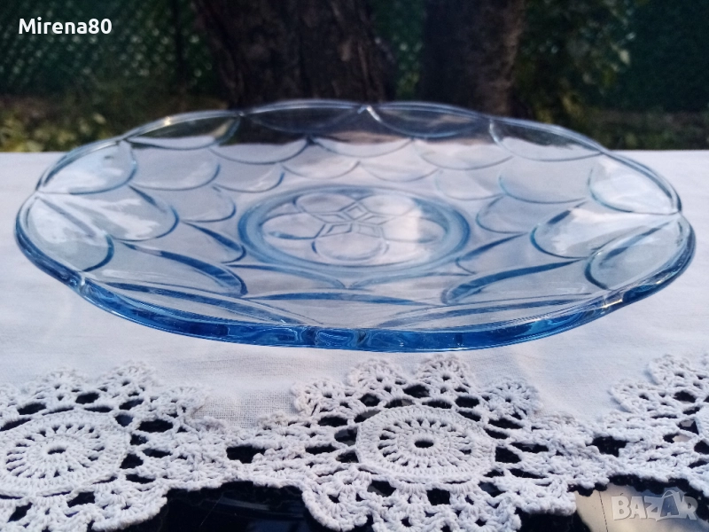 Ретро чиния синьо стъкло, снимка 1