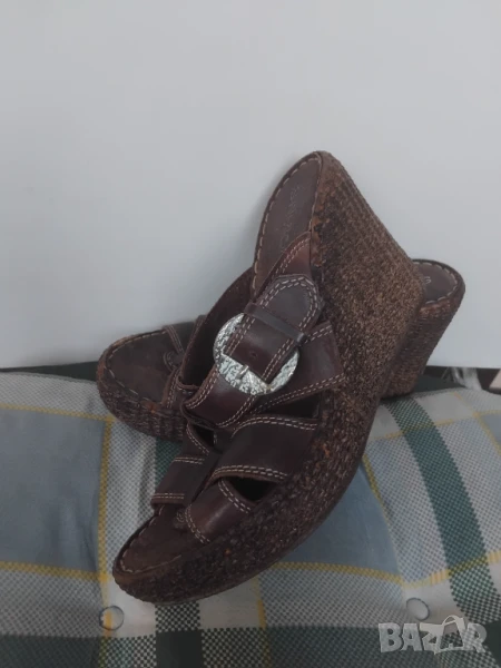 Дамски летни обувки на платформа - изцяло естествена кожа, снимка 1