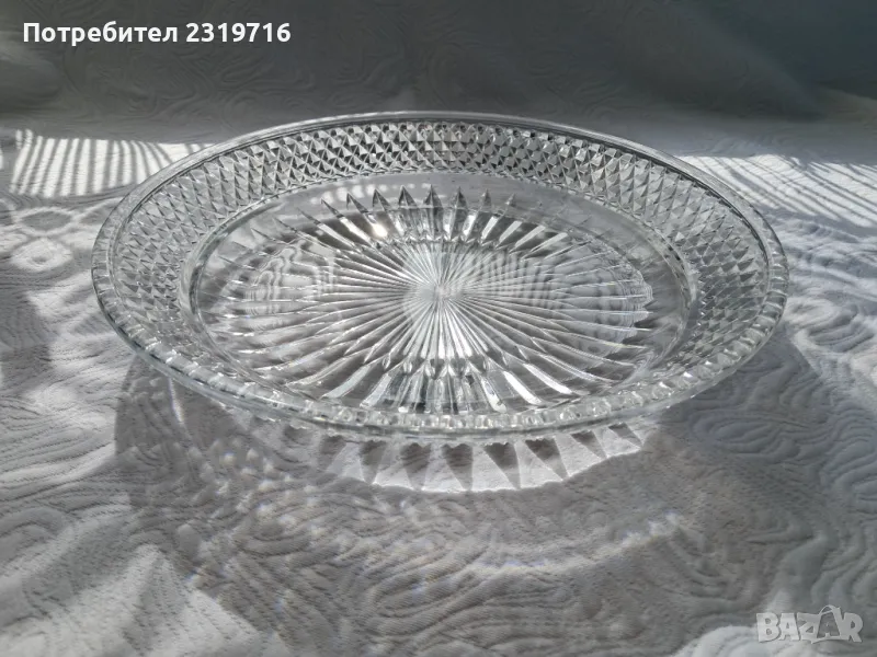 Продавам кристален голям поднос български, снимка 1