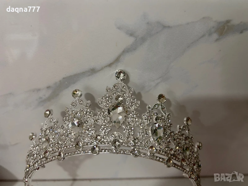 1бр. Висококачествена сплав Тиара Булчинска корона от планински кристал, Блестяща, Принцеса Кралица, снимка 1