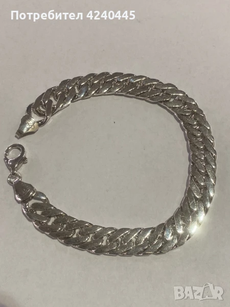 Плътна Сребърна гривна, снимка 1