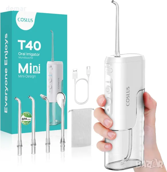 Зъбен душ COSLUS Water Teeth Flosser, Преносим акумулаторен подвижен резервоар за вода, снимка 1