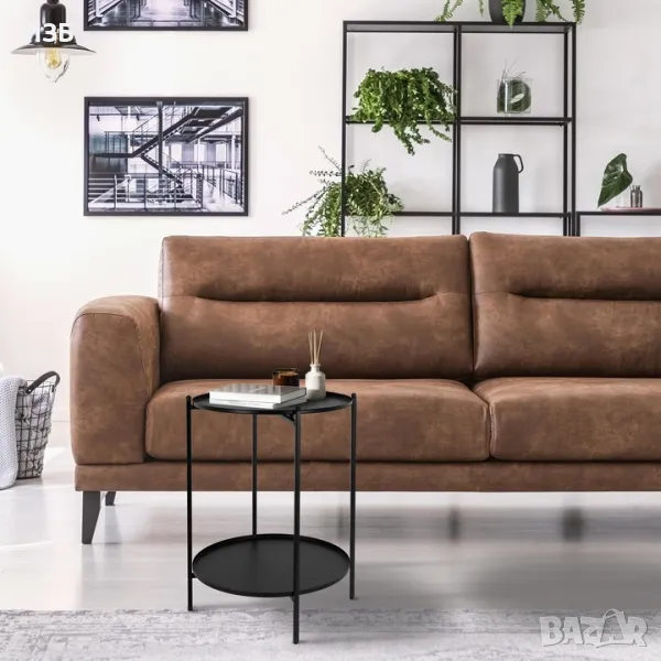 Метална масичка за кафе ECD Germany, 50x38x37 см, Кръгла, Черен, Метална конструкция, За всеки тип с, снимка 1