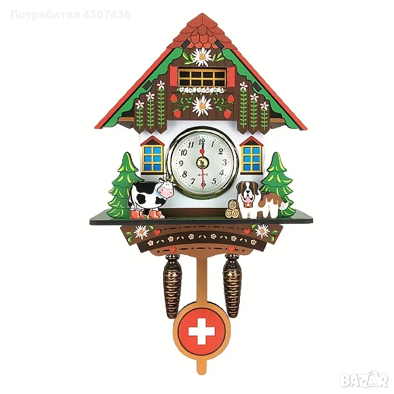 Мини стенен кварцов часовник дървена къщичка,домашен декор, снимка 1