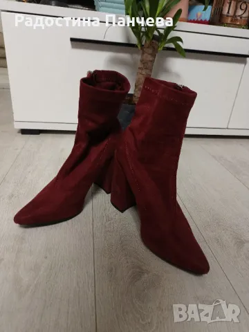 Велурени боти answear бордо дамски, снимка 4 - Дамски боти - 49564908