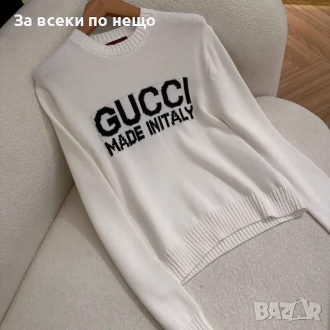 Gucci Дамска Бяла Блуза С Дълъг Ръкав🔝Дамски Пуловер Гучи Код I_88