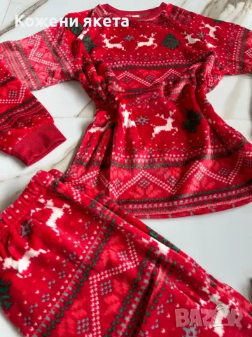 Коледен плюшен червен комплект за вкъщи , снимка 2 - Комплекти - 48110498