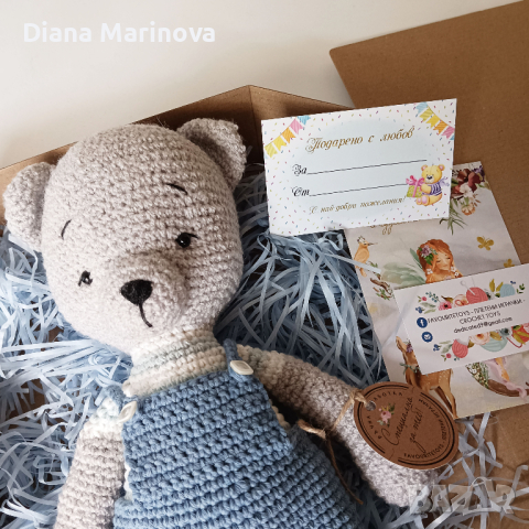 Мече с панталонки, плетени играчки, играчка ръчна изработка, плетено мече, снимка 6 - Други - 44601226