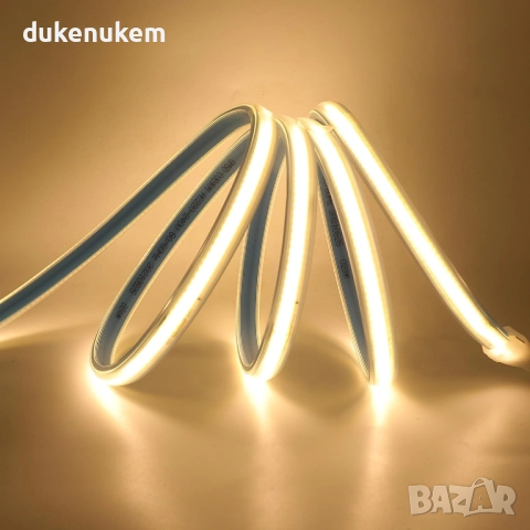 LED лента COB 3 м, 360 LED/м, 220V, IP65 водоустойчива, топла светлина