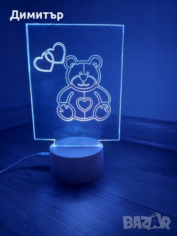 Нова 3D лампа Мече със сърце + дистанционно (16 цвята), снимка 6 - Настолни лампи - 39487517