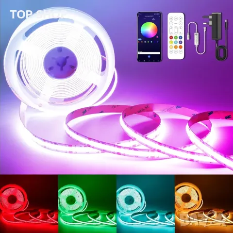 TTWAY 24V COB RGB LED лента, COB RGB Smart IC LED лента 3 метра, дистанционно
