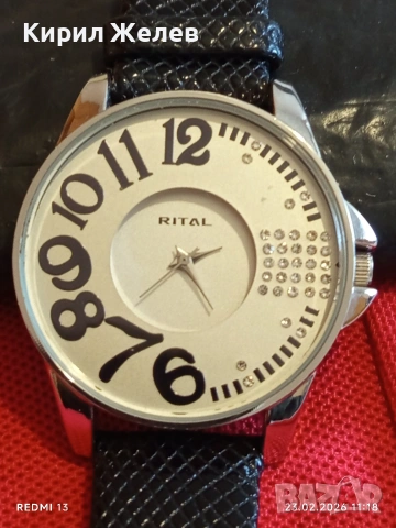Модерен дамски часовник Rital quartz с кожена каишка не е носен 51693, снимка 2 - Дамски - 53590221