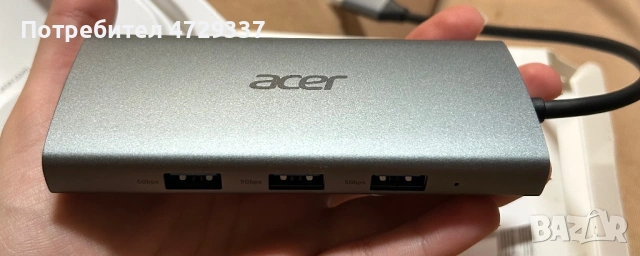 Нов Acer 9-в-1 USB-C Хъб / Докинг станция – 4K HDMI, LAN & 100W PD, снимка 3 - Друга електроника - 53661441
