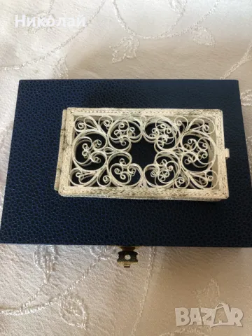 Визитник, руски сребърен филигран, ръчна изработка, сертификат, подаръчна кутия, нов идея за подарък, снимка 5 - Други - 47329994