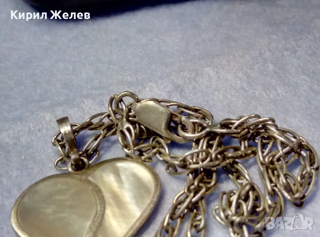 РОМАНТИЧНО СЕДЕФЕНО СРЕБЪРНО СЪРЧИЦЕ АРТ МЕДАЛЬОН СРЕБРО 925 със СРЕБЪРНА ВЕРИЖКА 27708, снимка 4 - Колиета, медальони, синджири - 50115973